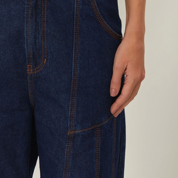 NWT FARM Rio Dark Denim High Waist Snips Pants Size 27 Cotton Flare Style 329081 - Picture 2 of 12